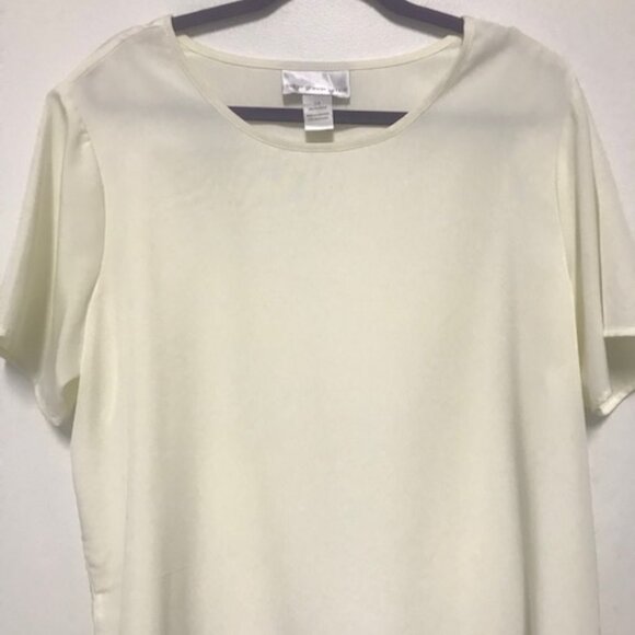 Susan Graver Women Eggshell Shimmer Short Sleeve Pullover Blouse. Sz. 1X - Picture 1 of 5